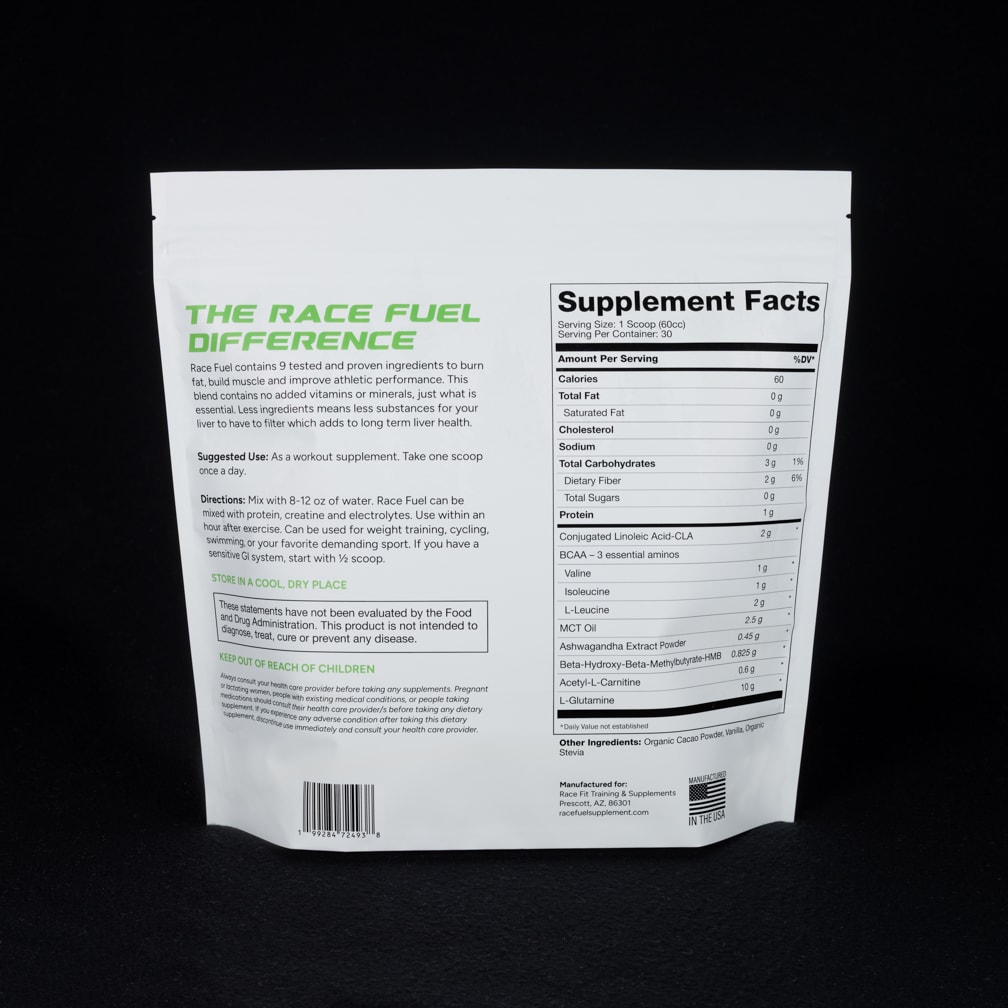 Race Fuel Performance Supplement — back label